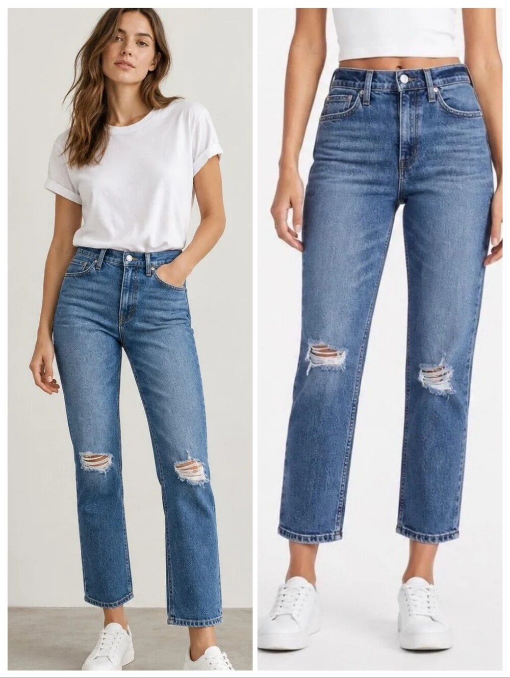AYR The Yes Yes Yes Jeans 26 Distressed Medium Wash High Rise Straight Leg